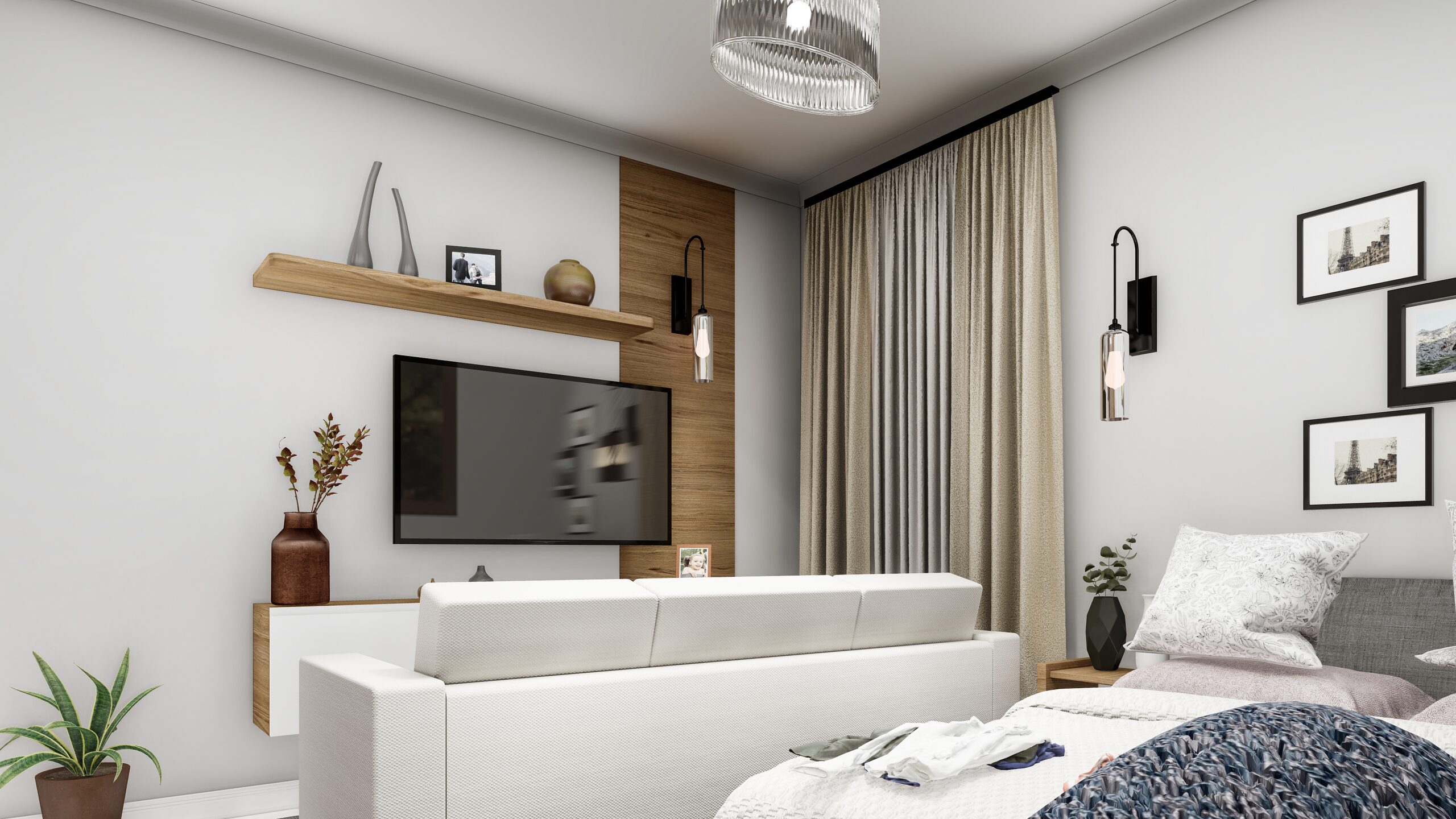 Open-plan luxury studio with living and sleeping zones